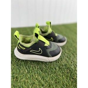 Nike Flex Plus TD  Slip On Toddler Sneaker CW7430-003 Kids Boys 7c  Green Black
